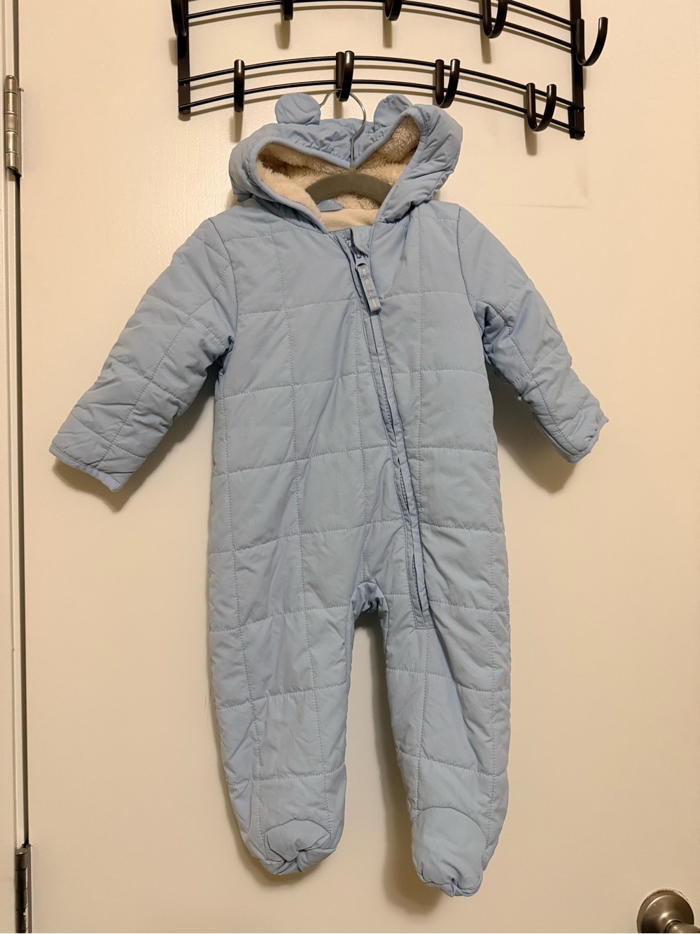 NEW - Cat & Jack Blue Hooded Zip Fleece Lined One-Piece Snowsuit 6-9 Months